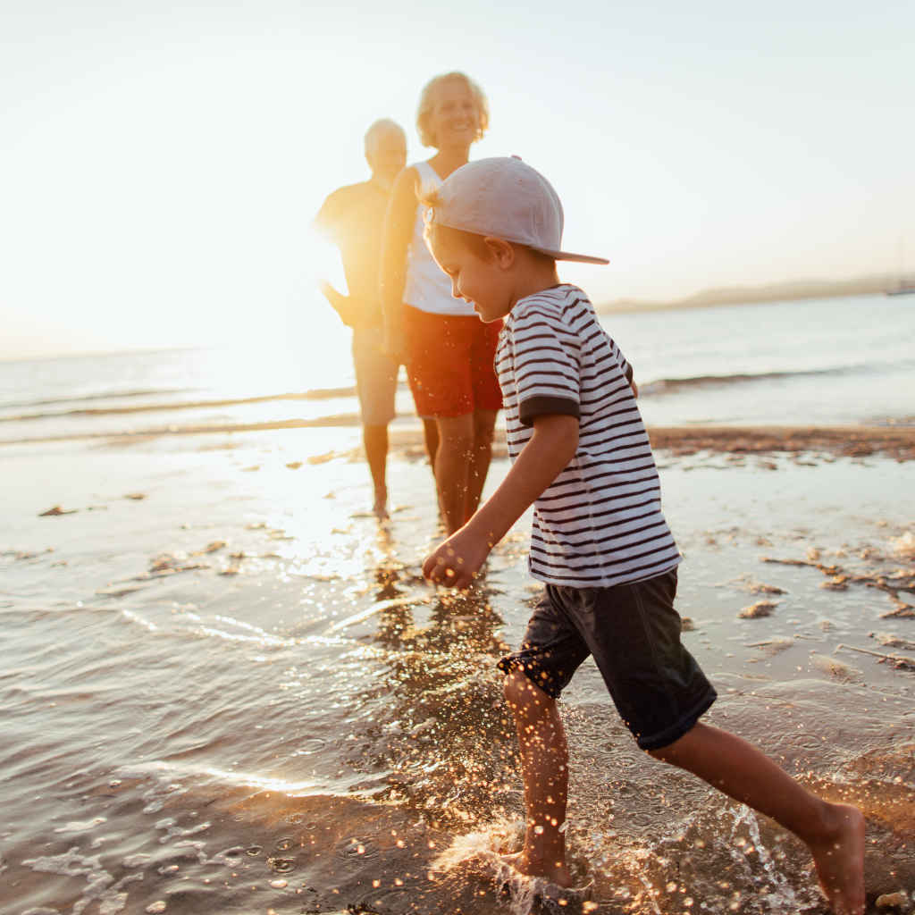 family wading