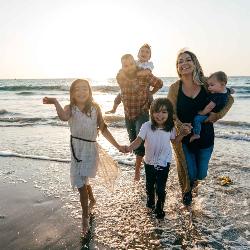 family on the beach