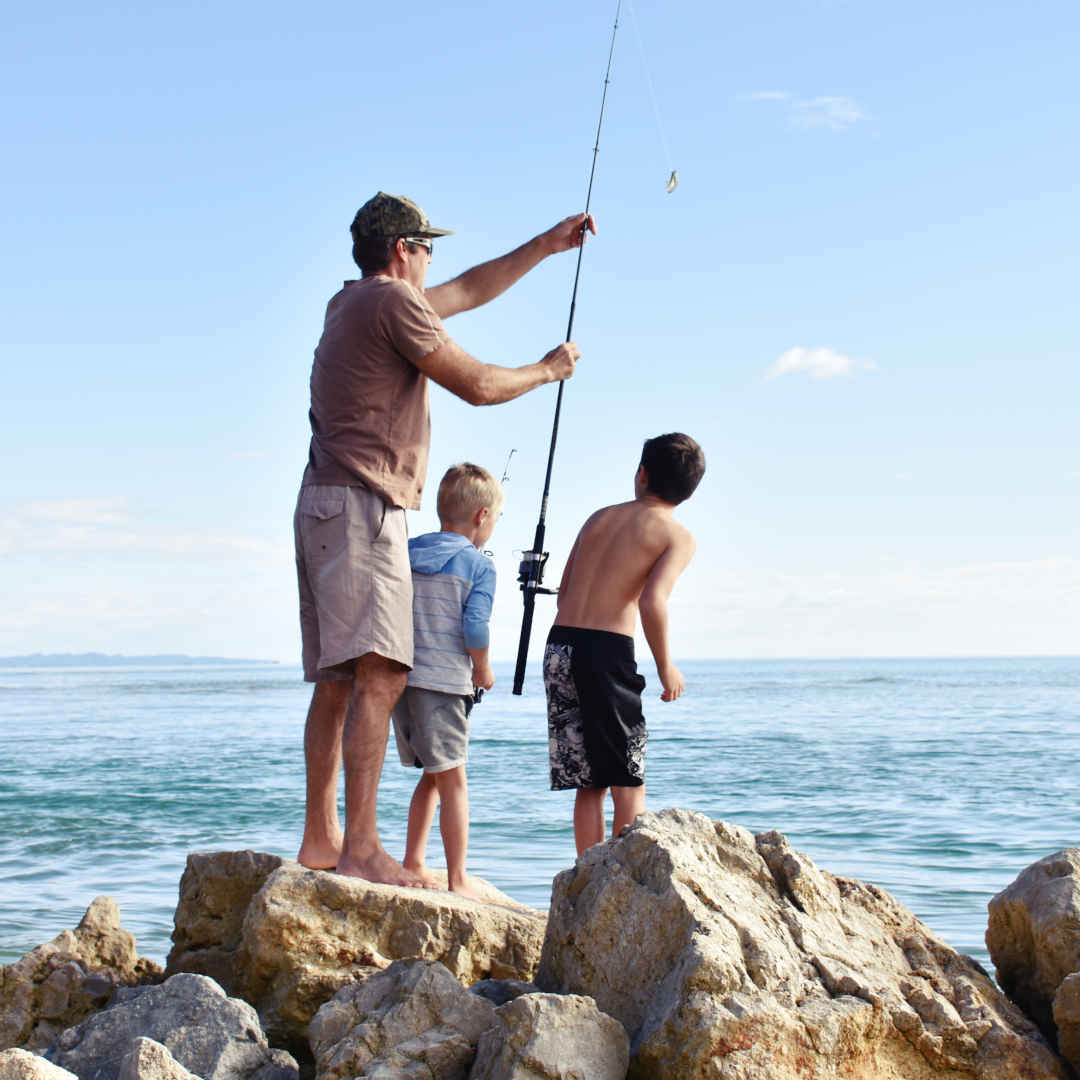 fishing on rocks